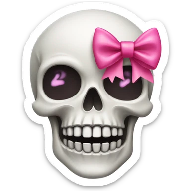 Emoji skull with a pink bow sticker