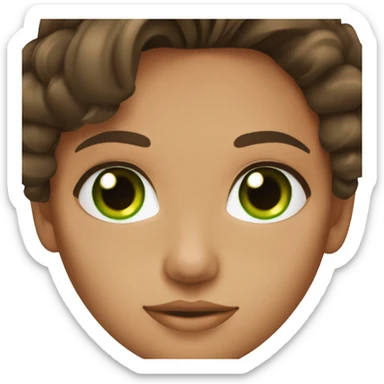 Tanned brunette girl with eyelashes and medium dark blowout hair and green eyes sticker