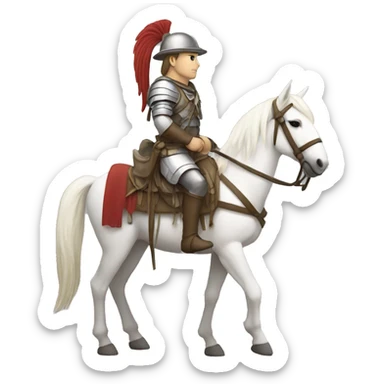 a white nomadic soldier on a horse from the side sticker