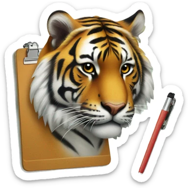 clipboard with a print of a bengal tiger clipped to it sticker
