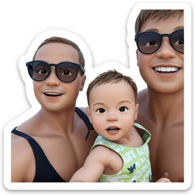 boys enjoying beach day sticker