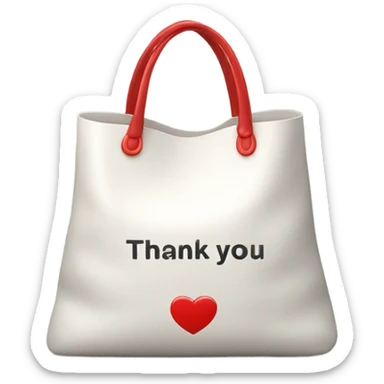 White bag with thank you in red written on it repeating  sticker