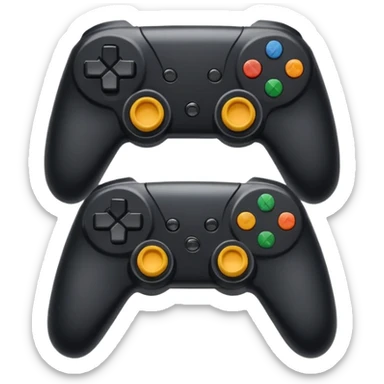 Create a modern, high-quality emoji featuring two gaming controllers to represent multiplayer gaming. The controllers should be slightly angled toward each other to show cooperation and competition.  sticker