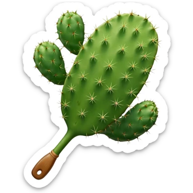 Realistic emoji of a Mexican nopal (cactus paddle) without thorns or spines, smooth green surface, juicy and fresh like the kind used for cooking in Mexico. sticker