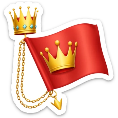red flag with a crown on  with a yellow square chains inside sticker