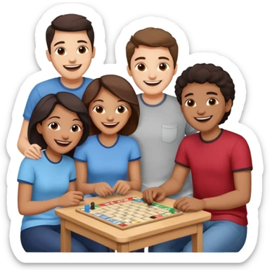 Four friends playing board game sticker