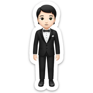 white boy with black hair in a tuxedo. full body sticker
