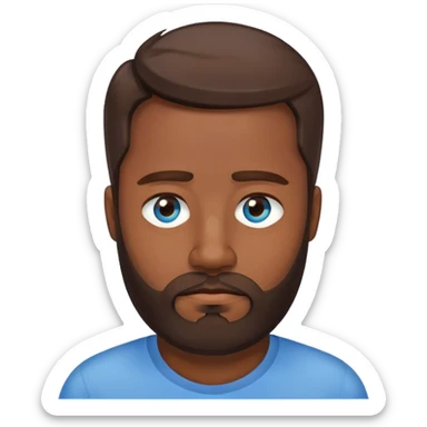 "- Nam
- 40 tuổi
- Da đen
- Tóc nâu hạt dẻ 
- Mắt xanh nước biển, có râu
- Mặt buồn
" sticker