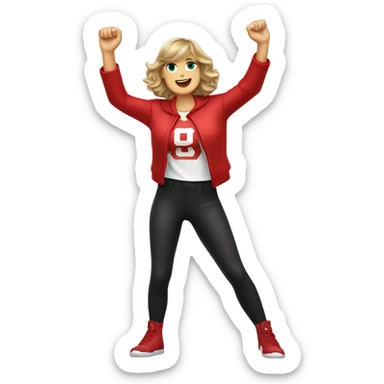taylor swift wearing red holding touchdown arms sticker