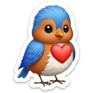 Little robin red blue black heart  sticker