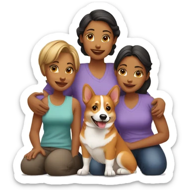 lebian family with corgi dog sticker