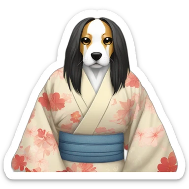 hot-guy-noh-dog-mask-longhair-japanese-kimono sticker