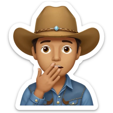 cowboy making oops expression covering mouth sticker