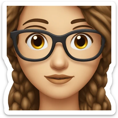 Une fille avec brune avec une mèche décoloré et des lunettes sticker