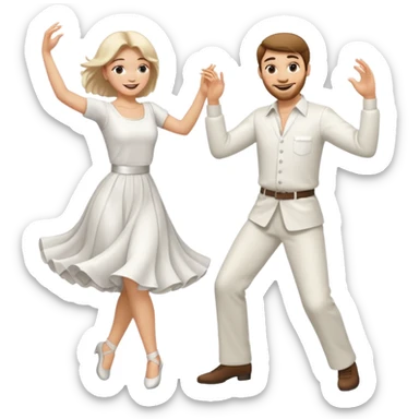 Man and woman dancing white sticker