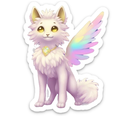 Shiny Sparkly Colorful Pastel Fluffy beautiful fantasy Kawaii Ethereal Anthro Sona Fakemon-animal Full Body sticker