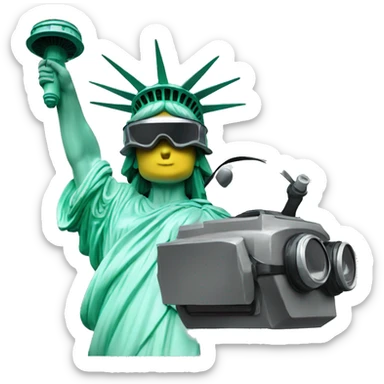 the statue of liberty with a riot helmet sticker