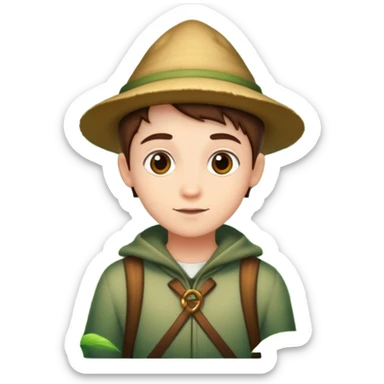 person exploring an enchanted forest sticker