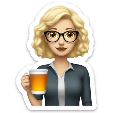 White Girl blonde with glasses drinkin tea sticker
