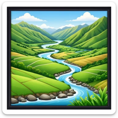 new zealand summer valley with a river sticker