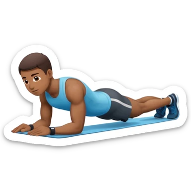 persona haciendo plancha gimnasio con los codos en el suelo sticker