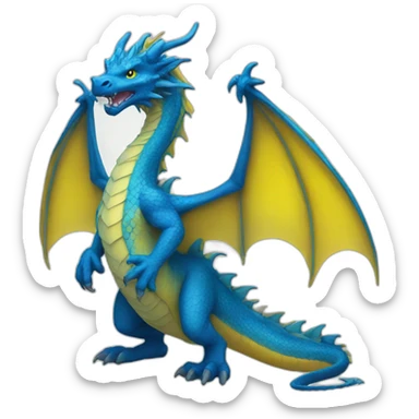 blue and yellow dragon sticker