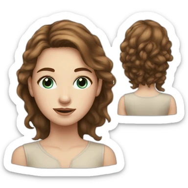 Young women with brown hair blue eyes small freckles  sticker