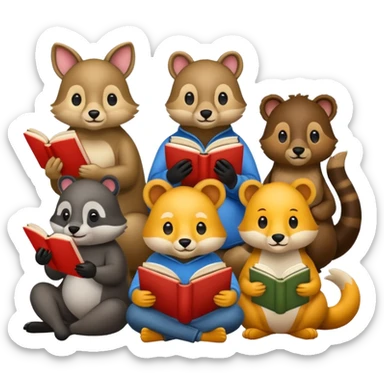 animals reading books sticker