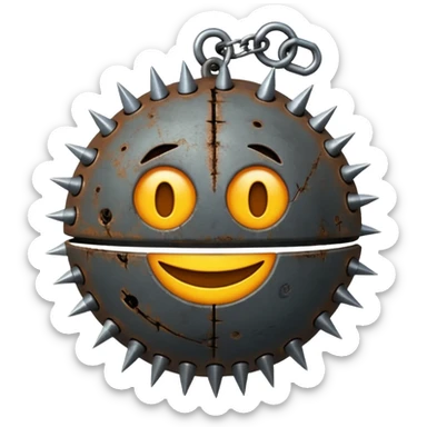 iPhone text message emoji size ball, and chain with spikes sticker