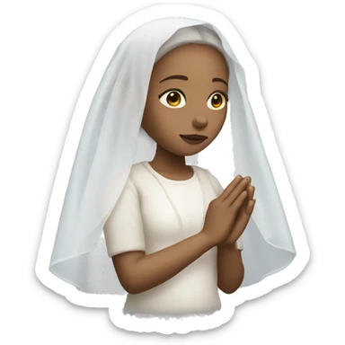 Light skin girl praying with white veil  sticker
