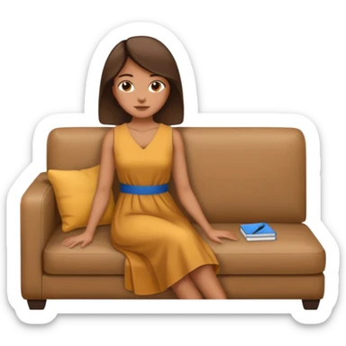 side view of woman sitting on sofa - side view of woman sticker