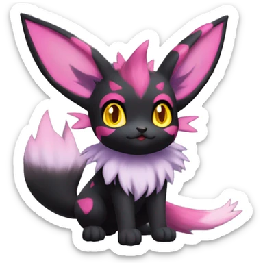 Shiny Dark Eevee-Litten-Espeon-Zorua-Torracat-fusion-hybrid full body sticker
