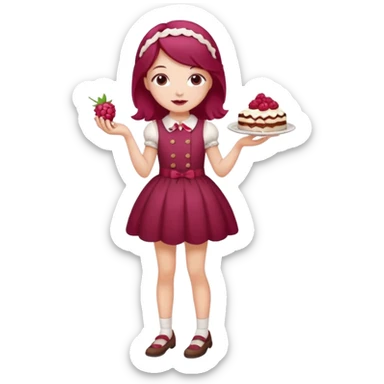 Raspberry torte human full body and legs girl with a raspberry barrette on her head sticker