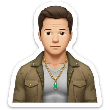 Mark Wahlberg as Marky Mark with shirtless with necklace, jacket sticker