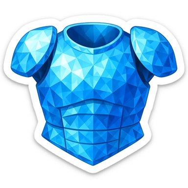 Transform this silver platebody into a diamond platebody with a blue, crystalline, faceted appearance, keeping the same shape and style. The style should resemble emoji style with a transparent background. sticker