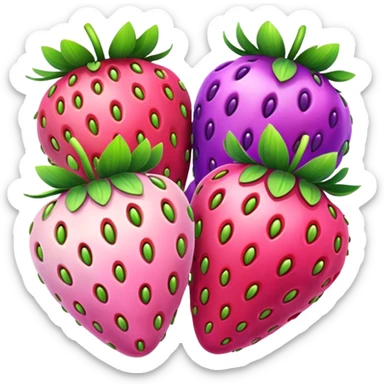 rainbow strawberries, purple and pink sticker
