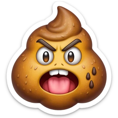Poop emoji with mad face sticker