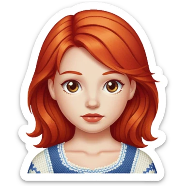 Red head girl cross stitching  sticker