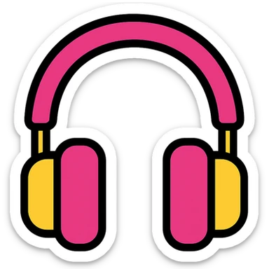 pink headphones color icon style sticker