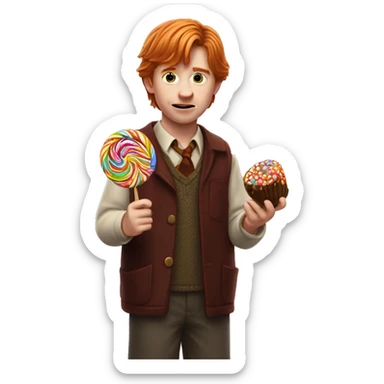 Ron Weasley holds a candy in his hands sticker
