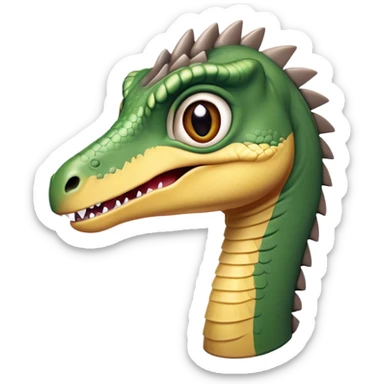 Cinematic Cute jurassic park Velociraptor Portrait Emoji, Head tilted playfully with a cheeky smirk, featuring a compact, agile form with smooth, dark scales and softened, expressive eyes that sparkle with mischievous charm, Simplified yet irresistibly adorable features, highly detailed, glowing with a warm, inviting prehistoric glow, high shine, affectionate and lively, stylized with a touch of whimsical dinosaur mischief, soft glowing outline, capturing the essence of a playful jurassic park Velociraptor that seems as if it could sprint out of the screen into your heart! sticker