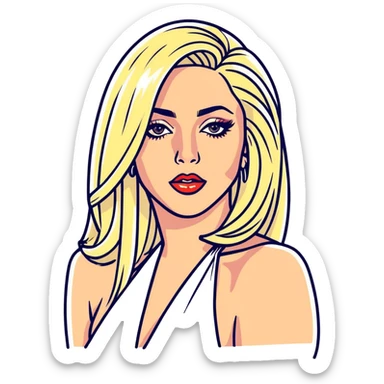 8k, 7000x7000px resolution, clean, smooth, thin lines, ultra detailed, hyperrealism, celebrity, best selling singer, highest grossing female artist of the year (2022) Lady Gaga, glossy, clean, vivid appearance sticker
