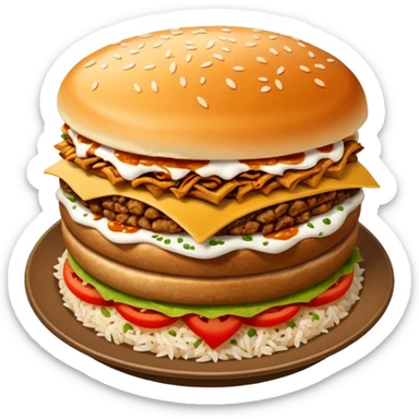 rice topped with döner sticker