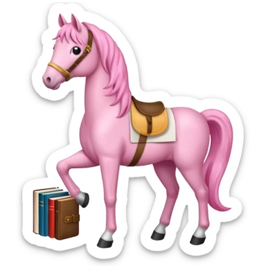 pink horse with book sticker