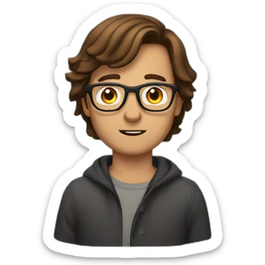 brown-haired man wearing glasses who can't get a key into a lock sticker