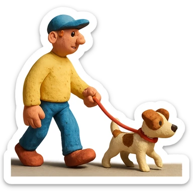 a man walking a Jack Russell Terrier sticker