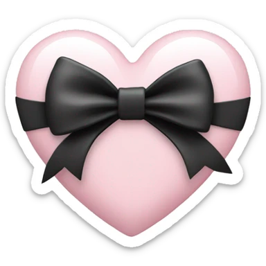 light pink heart with a black bow  sticker