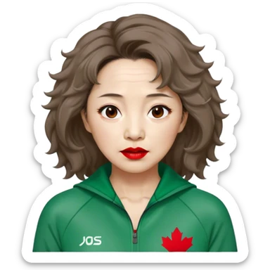 Han Mi-nyeo : Age: Late 60s
Appearance: A middle-aged woman with wrinkles, frizzy, messy light brown hair and dramatic red lipstick.
Outfit: Green player tracksuit sticker