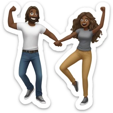 White Couple dancing to edm under laser light show sticker