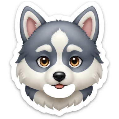 perrito husky con orejas negras cabeza  blanca y heterocromia sticker